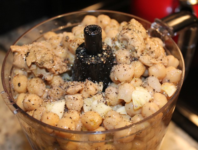Hummus ingredients into food processor