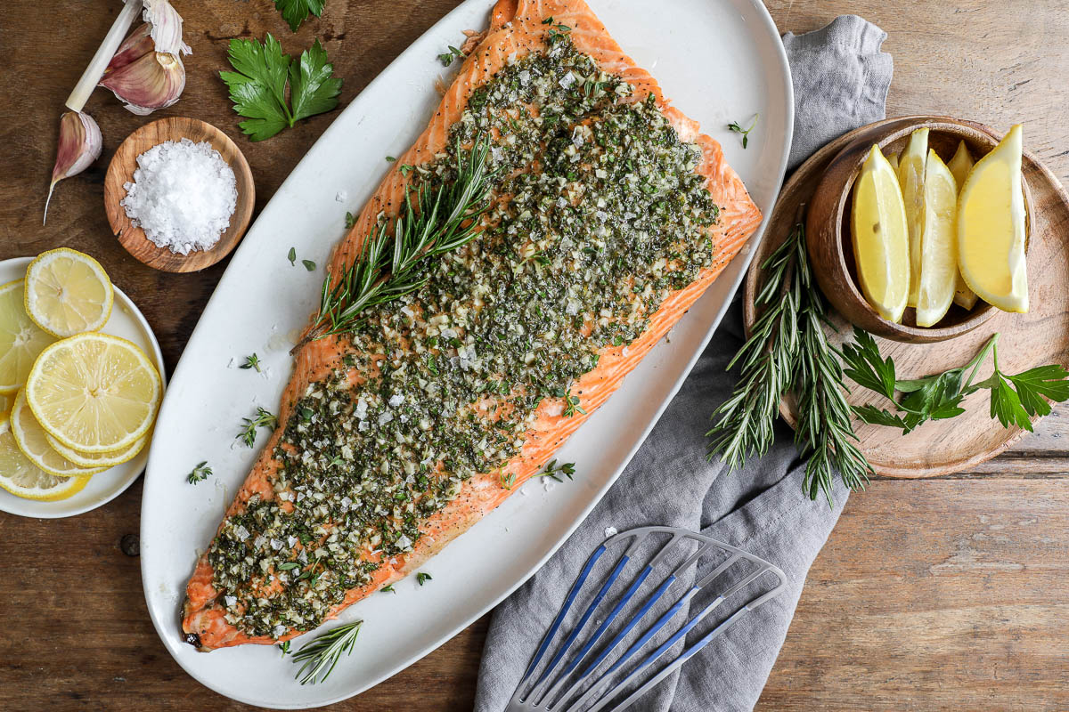 Honey Garlic Butter Salmon with Herbs Salmon Jenny Shea Rawn