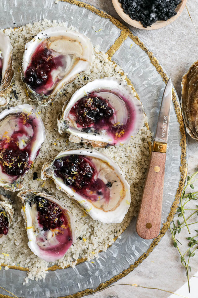 Oyster Platter with Wild Blueberry Granita Oysters Jenny Shea Rawn