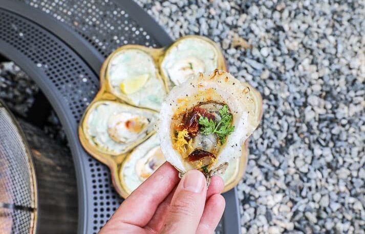 An image of a grilled oyster