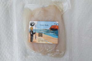 An image of a package of frozen sole fillets. 