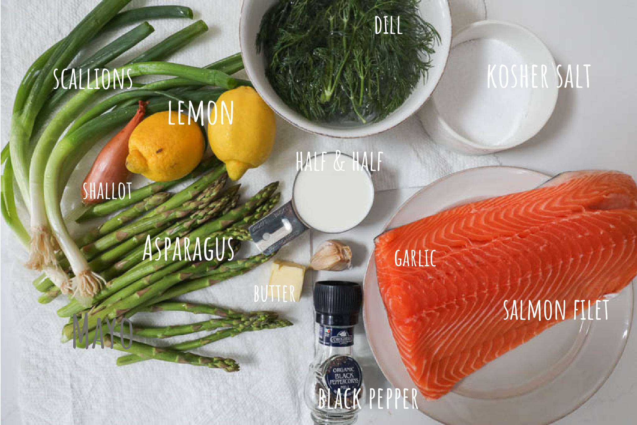 An image of ingredients needed to make spring salmon bites.